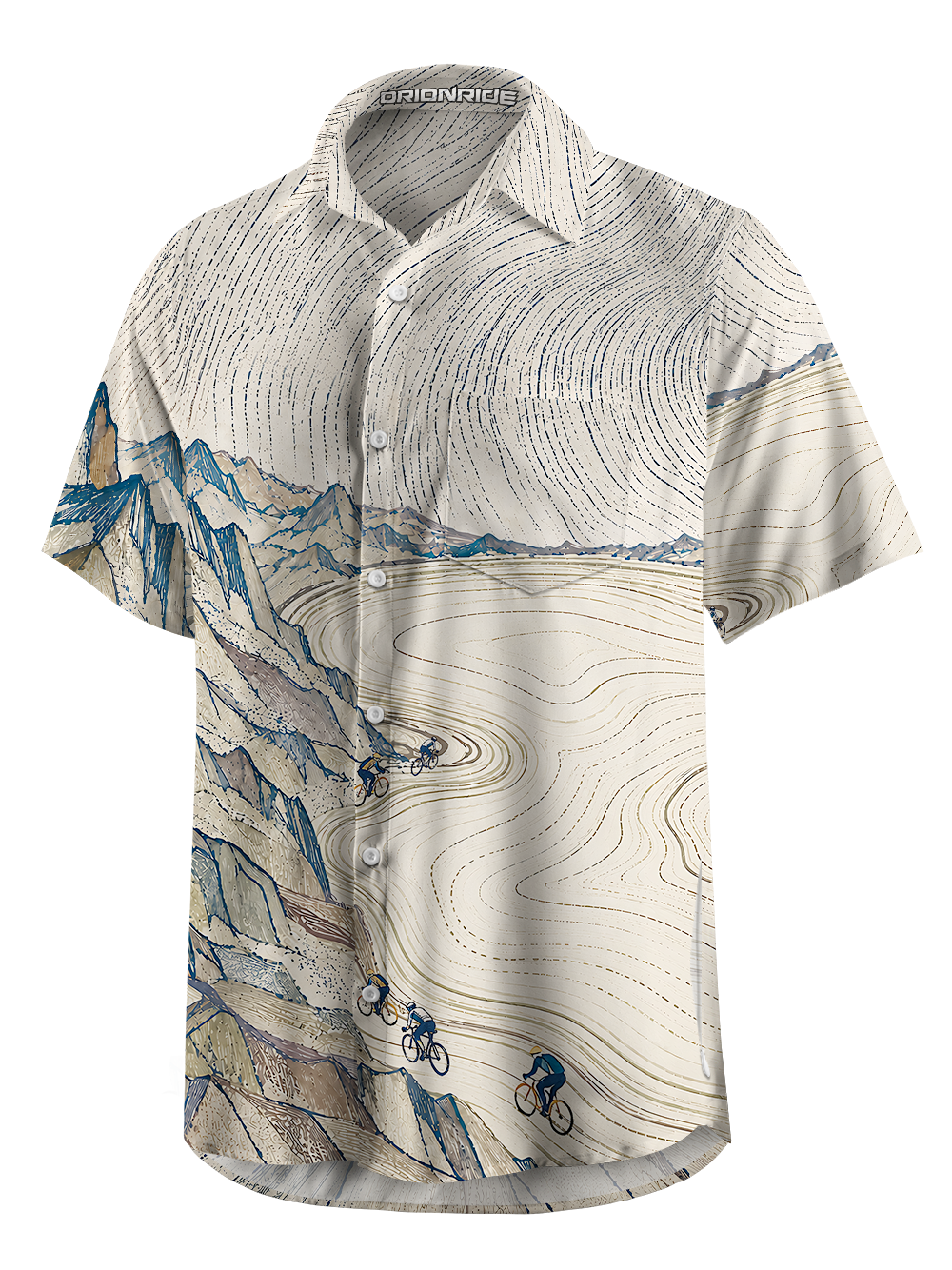 Orionride Topographic Flow Zipper Pockets Ultra Lightweight Short Sleeves Gravel Shirt