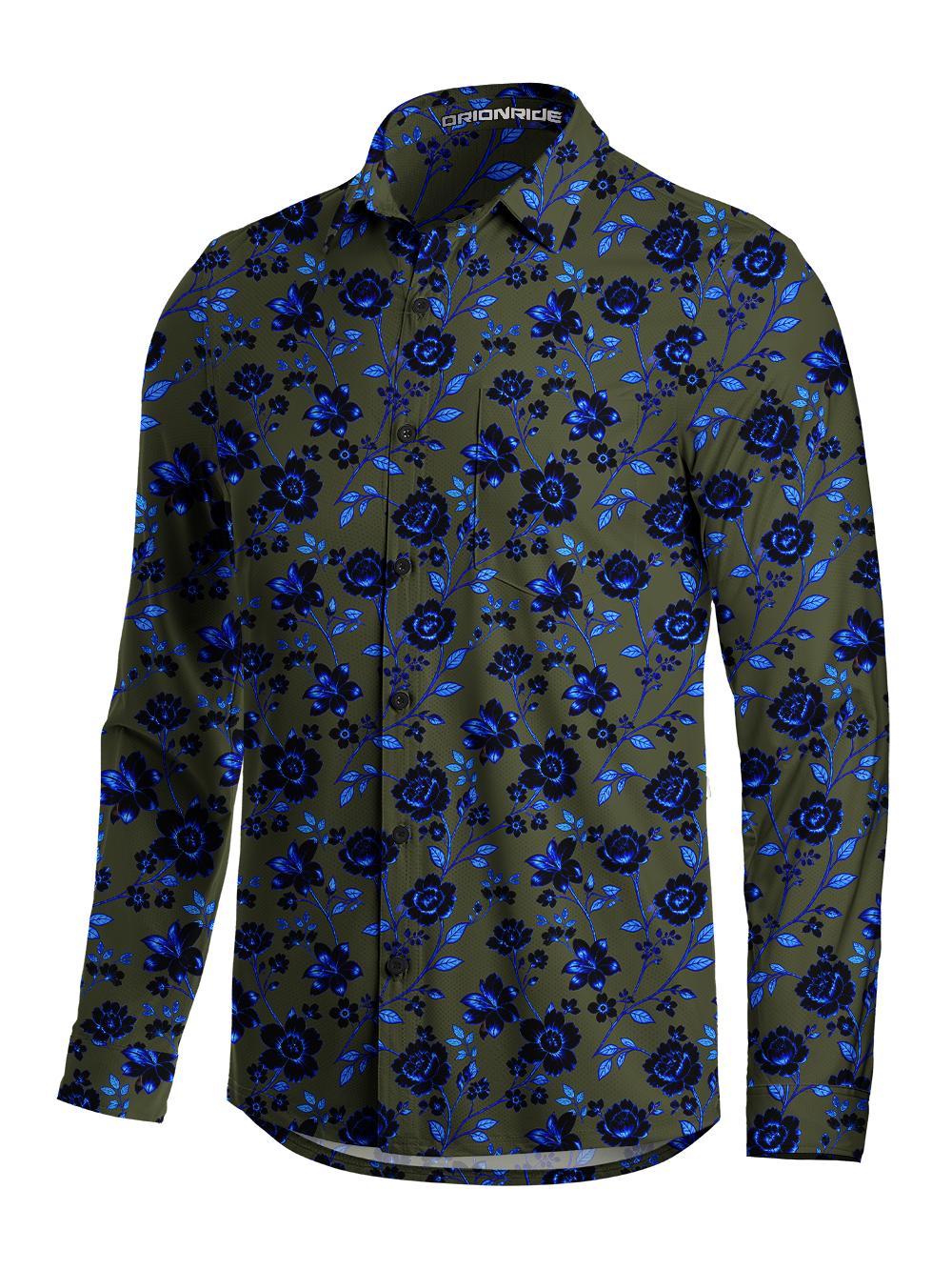 Orionride Fluorescent Flowers Men's Stretchy Breathable Long Sleeve Gravel Shirt