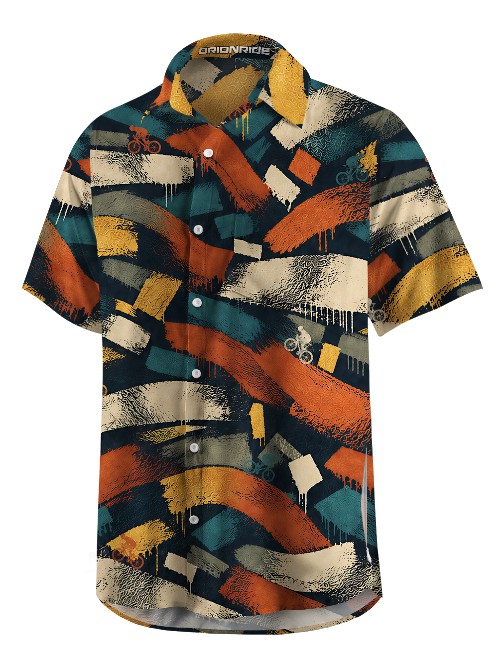 Orionride Brushstroke Velocity Zipper Pockets Ultra Lightweight Short Sleeves Gravel Shirt