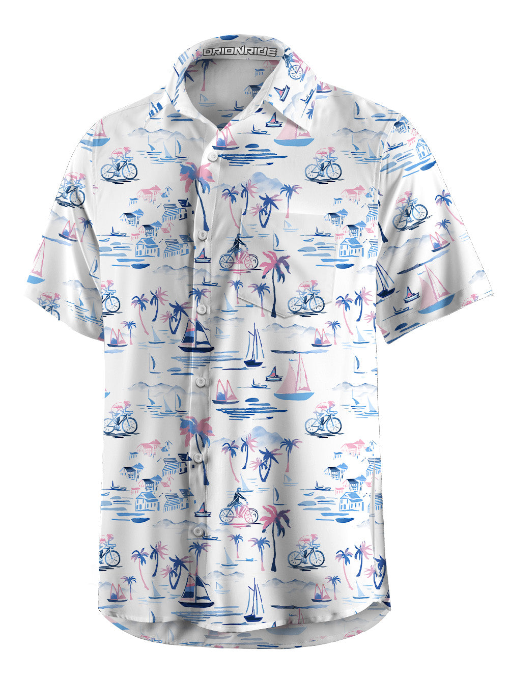 Orionride Tropical Getaway Zipper Pockets Ultra Lightweight Short Sleeves Gravel Shirt