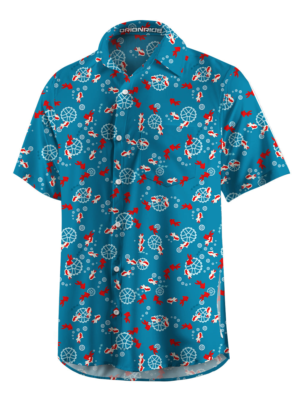 Orionride Undersea Goldfish Zipper Pockets Ultra Lightweight Short Sleeves Gravel Shirt
