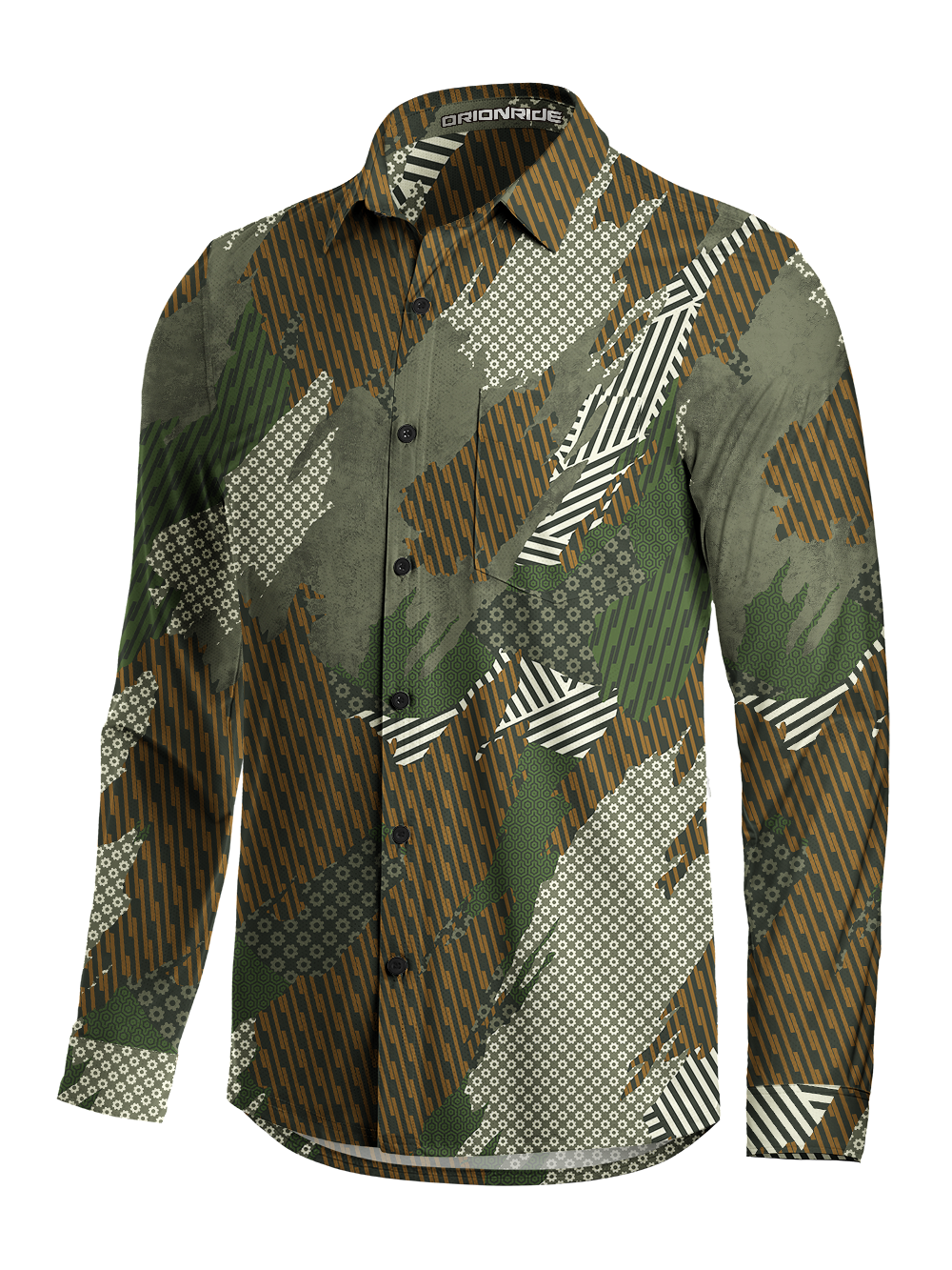 Orionride Patchwork Atlas Men's Stretchy Breathable Long Sleeve Gravel Shirt
