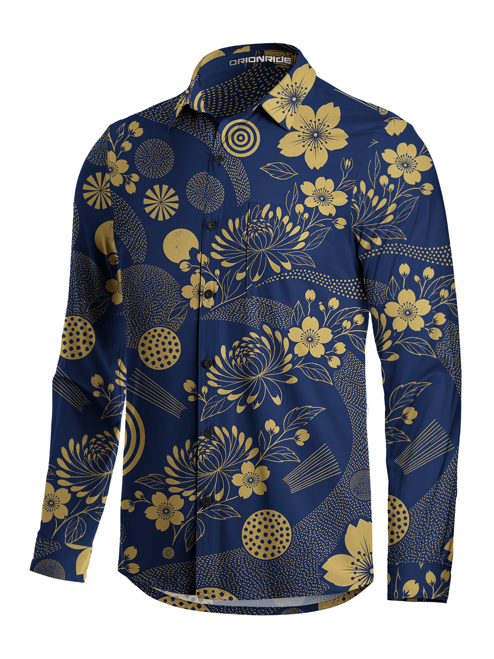 Orionride Graphic Bloom Men's Stretchy Breathable Long Sleeve Gravel Shirt