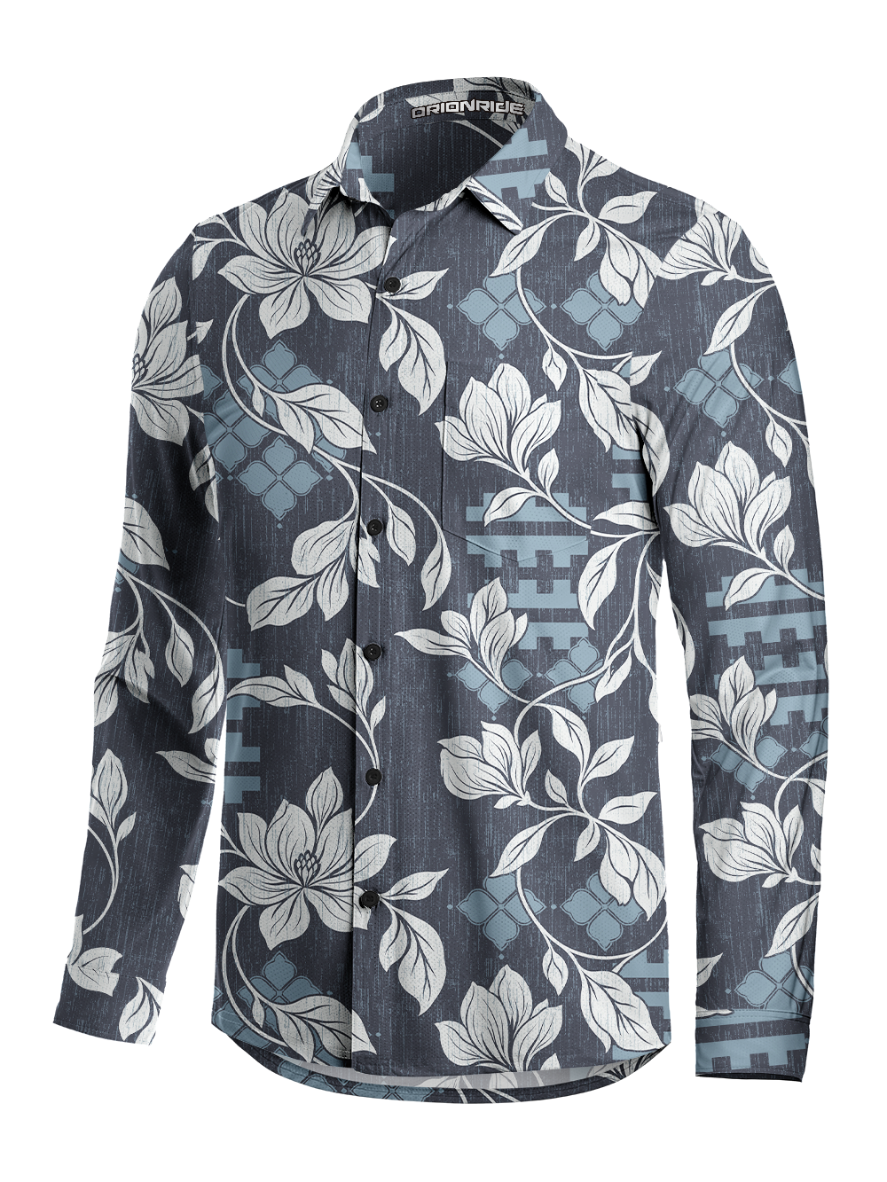 Orionride Retro Aloha Men's Stretchy Breathable Long Sleeve Gravel Shirt