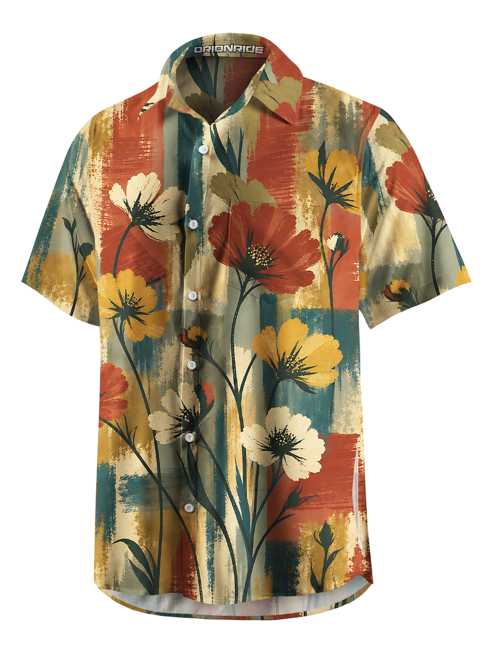Orionride Brushstroke Garden Zipper Pockets Ultra Lightweight Short Sleeves Gravel Shirt