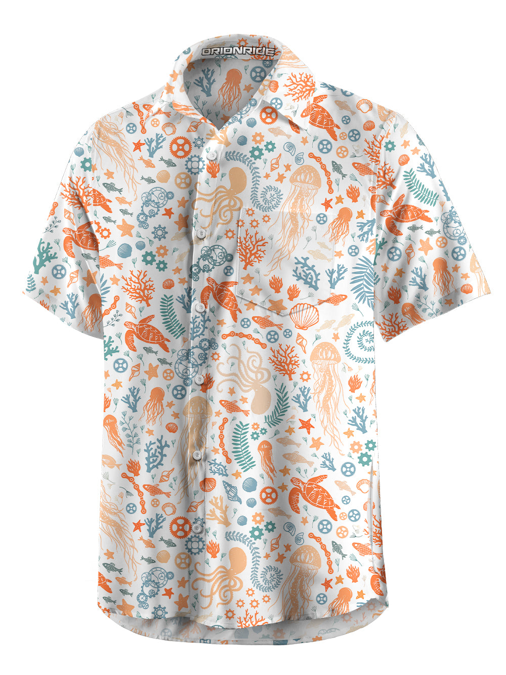 Orionride Ocean Paradise Zipper Pockets Ultra Lightweight Short Sleeves Gravel Shirt