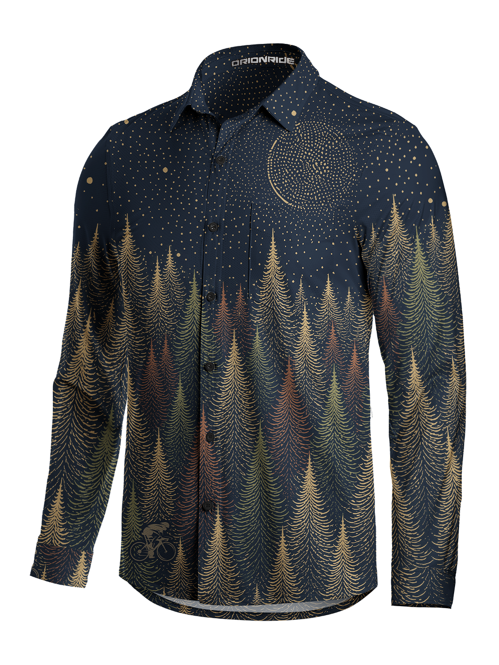 Orionride Gold Night Forest Men's Stretchy Breathable Long Sleeve Gravel Shirt