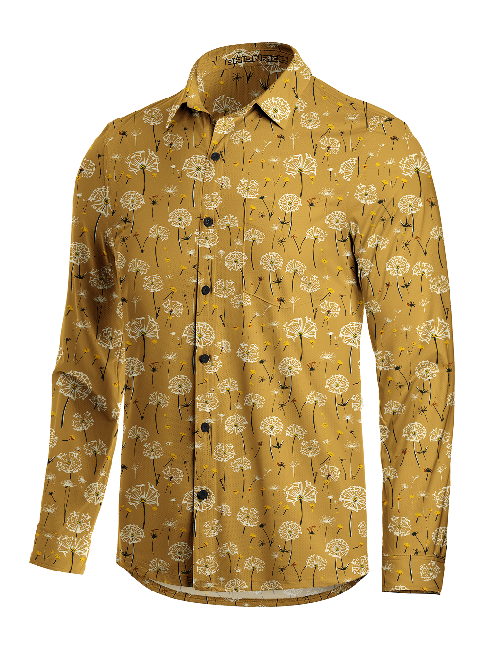 Orionride Warm Dandelion Field Men's Stretchy Breathable Long Sleeve Gravel Shirt