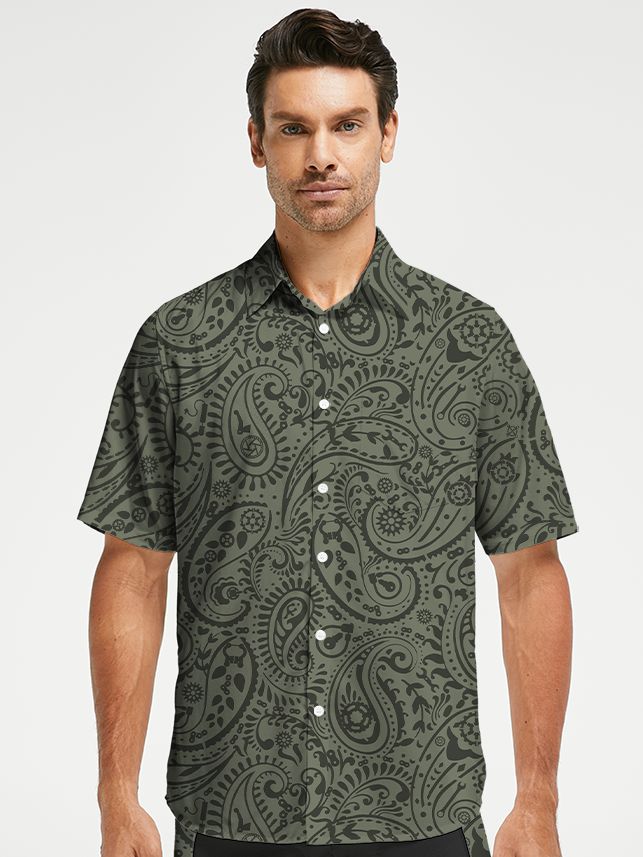 Orionride Lush Cashew Flowers Zipper Pockets Ultra Lightweight Short Sleeves Gravel Shirt