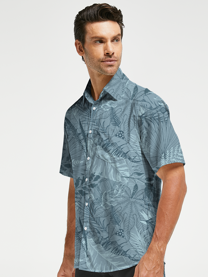 Orionride Leaf Garden Zipper Pockets Ultra Lightweight Short Sleeves Gravel Shirt