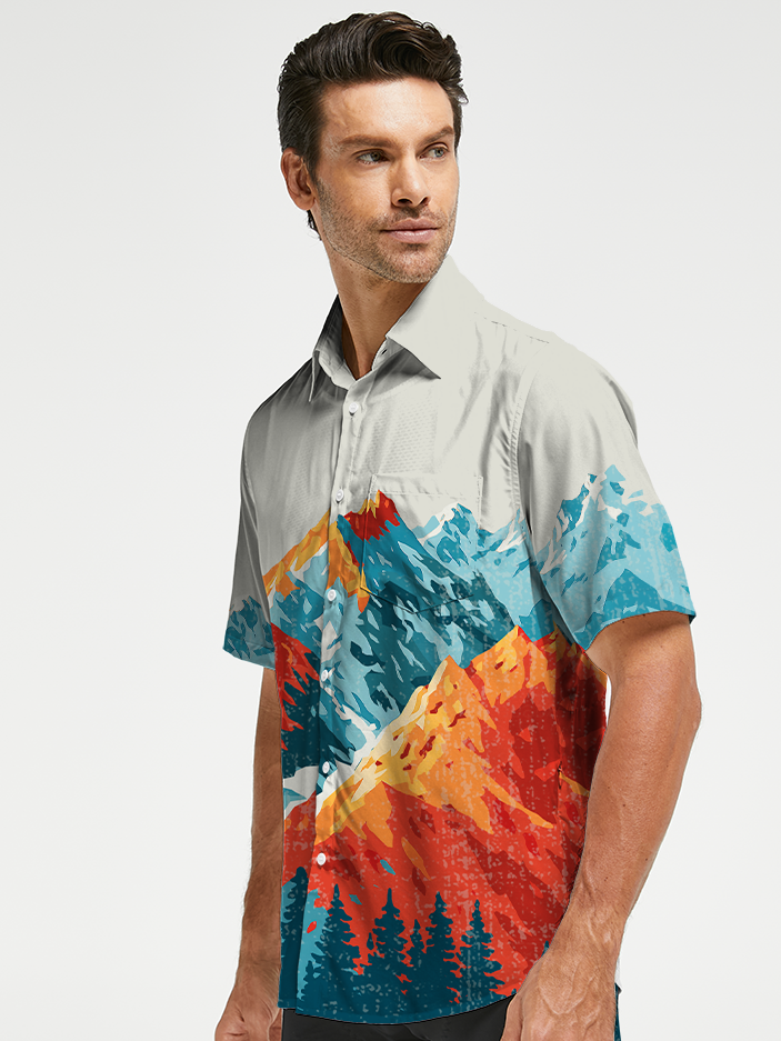 Orionride Painted Peaks Zipper Pockets Ultra Lightweight Short Sleeves Gravel Shirt