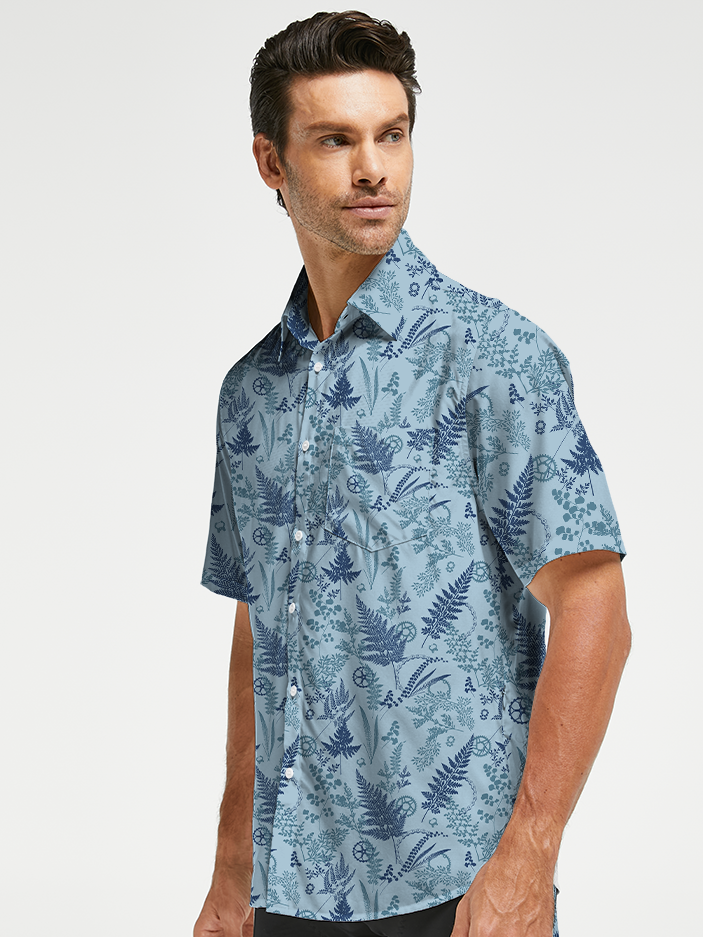 Orionride Chain Leaves Zipper Pockets Ultra Lightweight Short Sleeves Gravel Shirt