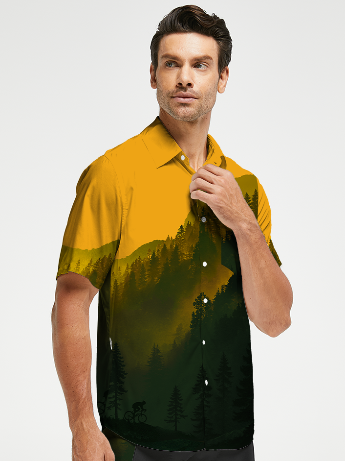 Orionride Noon Forest Zipper Pockets Ultra Lightweight Short Sleeves Gravel Shirt