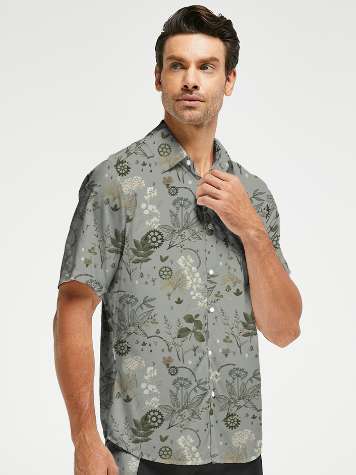 Orionride Withered Leaves Zipper Pockets Ultra Lightweight Short Sleeves Gravel Shirt