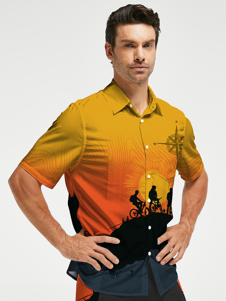 Orionride Sunrise Adventure Zipper Pockets Ultra Lightweight Short Sleeves Gravel Shirt