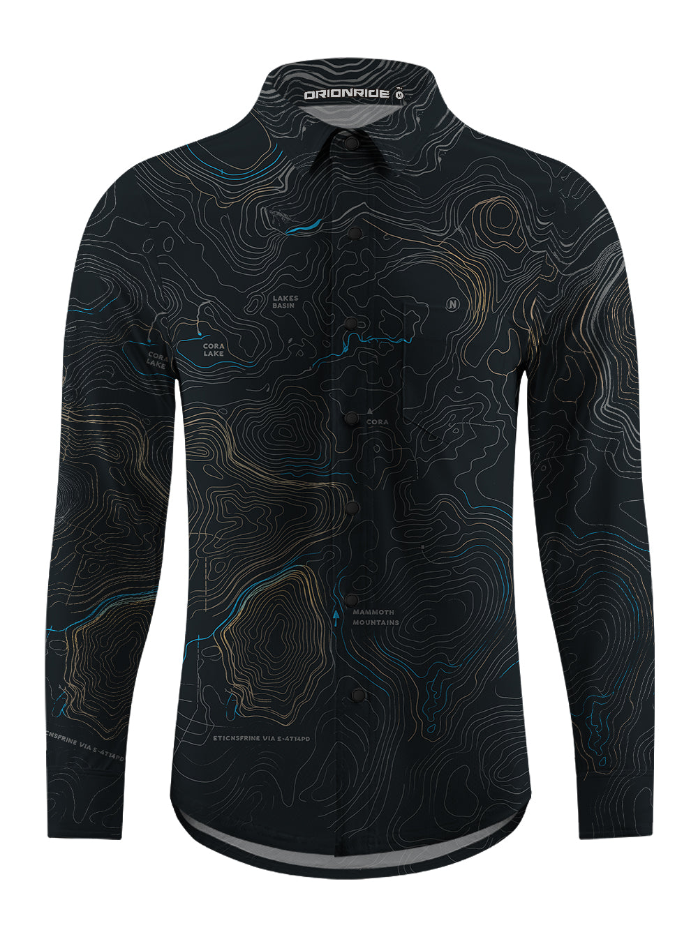 Orionride Panoramic Map Men's Stretchy Breathable Long Sleeve Gravel Shirt