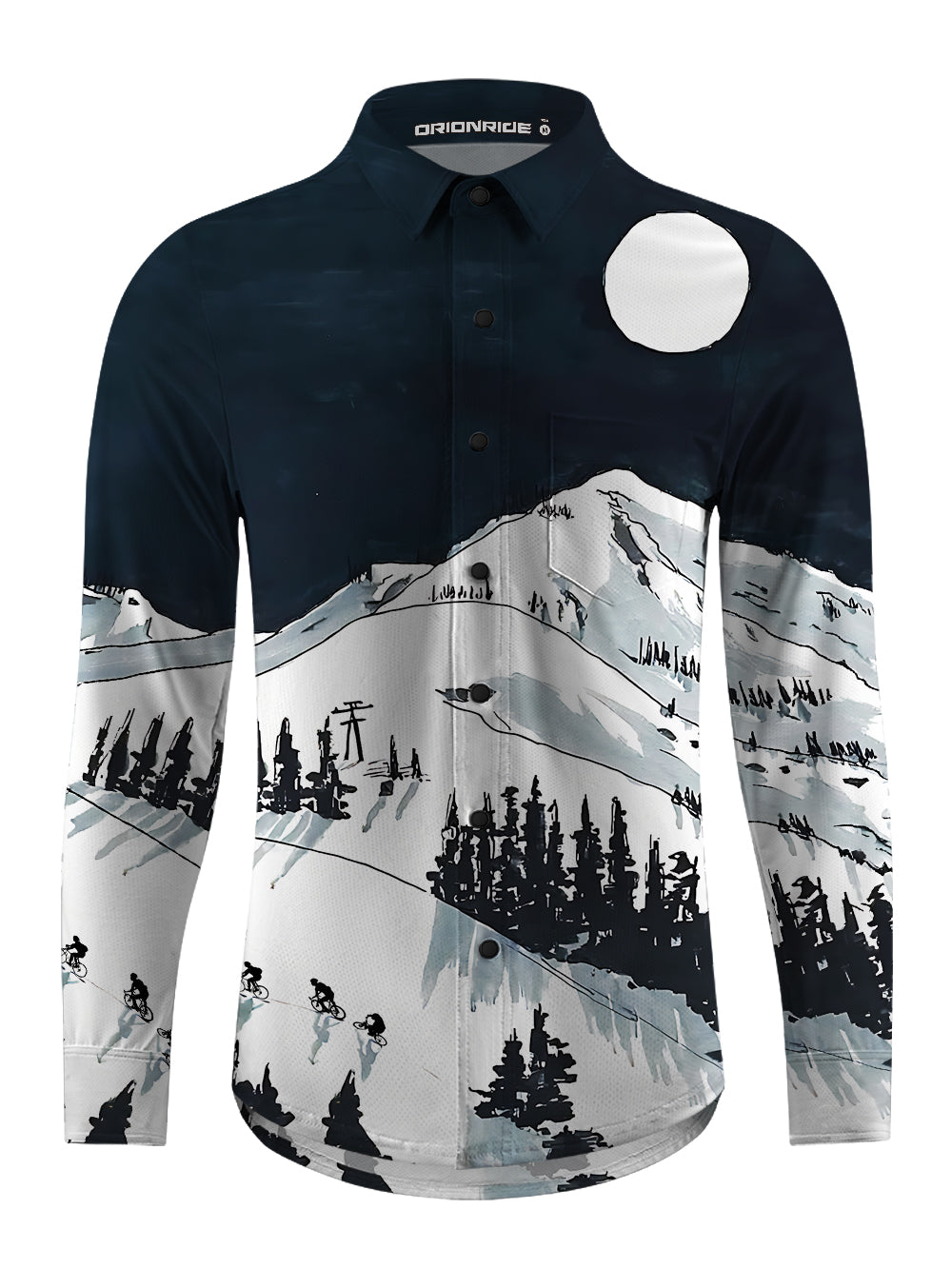 Orionride Snow Mountain Men's Stretchy Breathable Long Sleeve Gravel Shirt