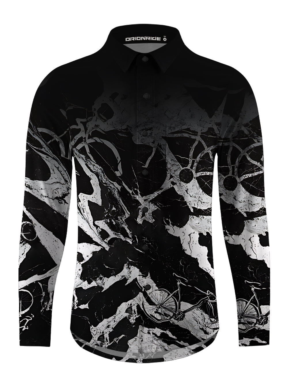 Orionride Abstract Bicycle Men's Stretchy Breathable Long Sleeve Gravel Shirt