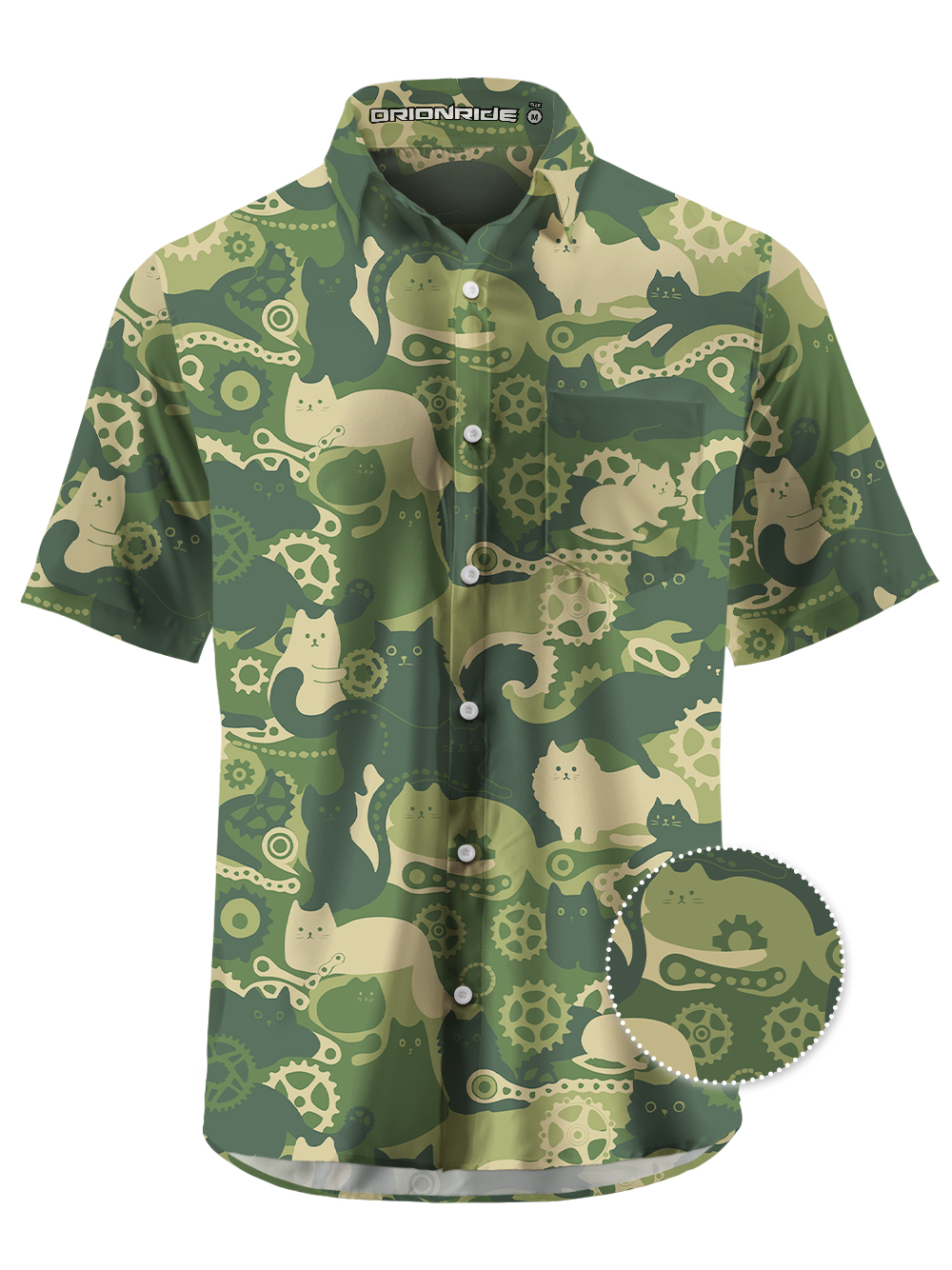Orionride Cat Playing With Gears Ultra Lightweight Short Sleeves Hawaiian shirt
