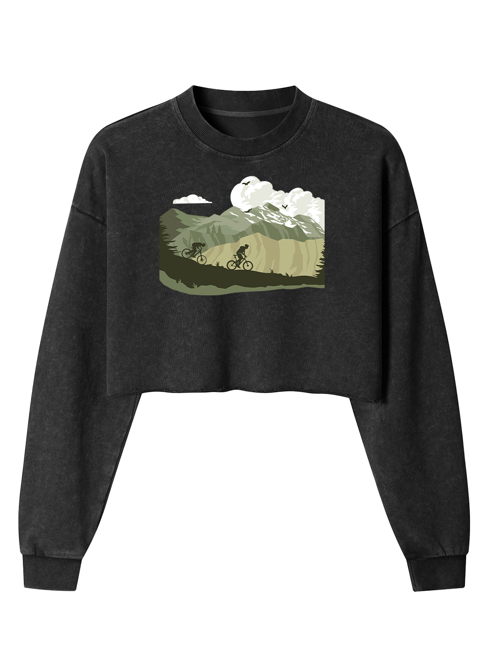 Orionride Mountain Racing Women's Washed Crop Sweatshirt