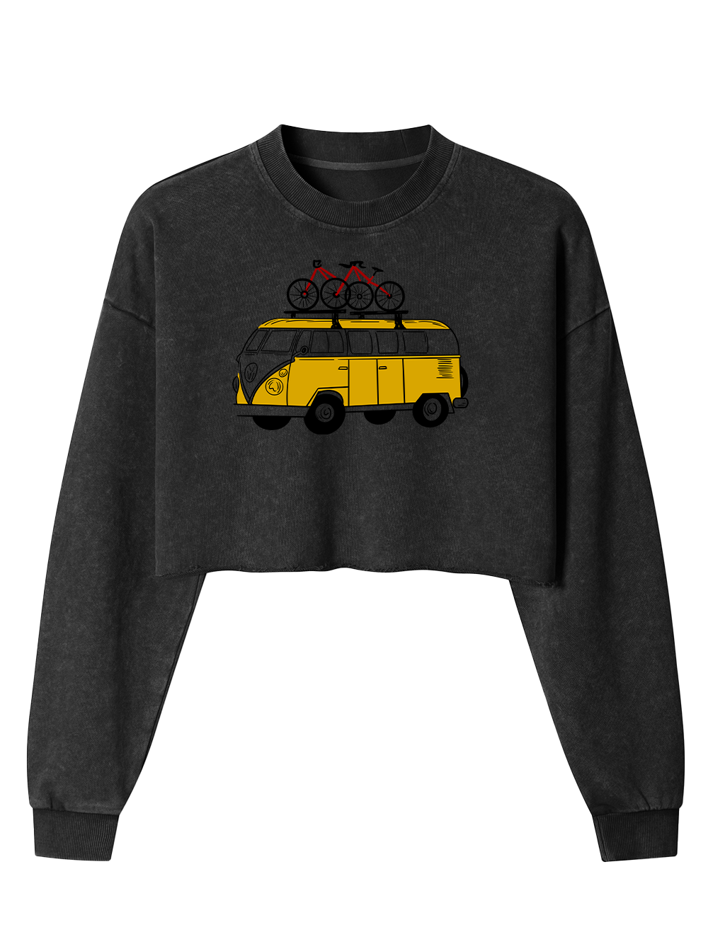 Orionride Yellow Bus Women's Washed Crop Sweatshirt