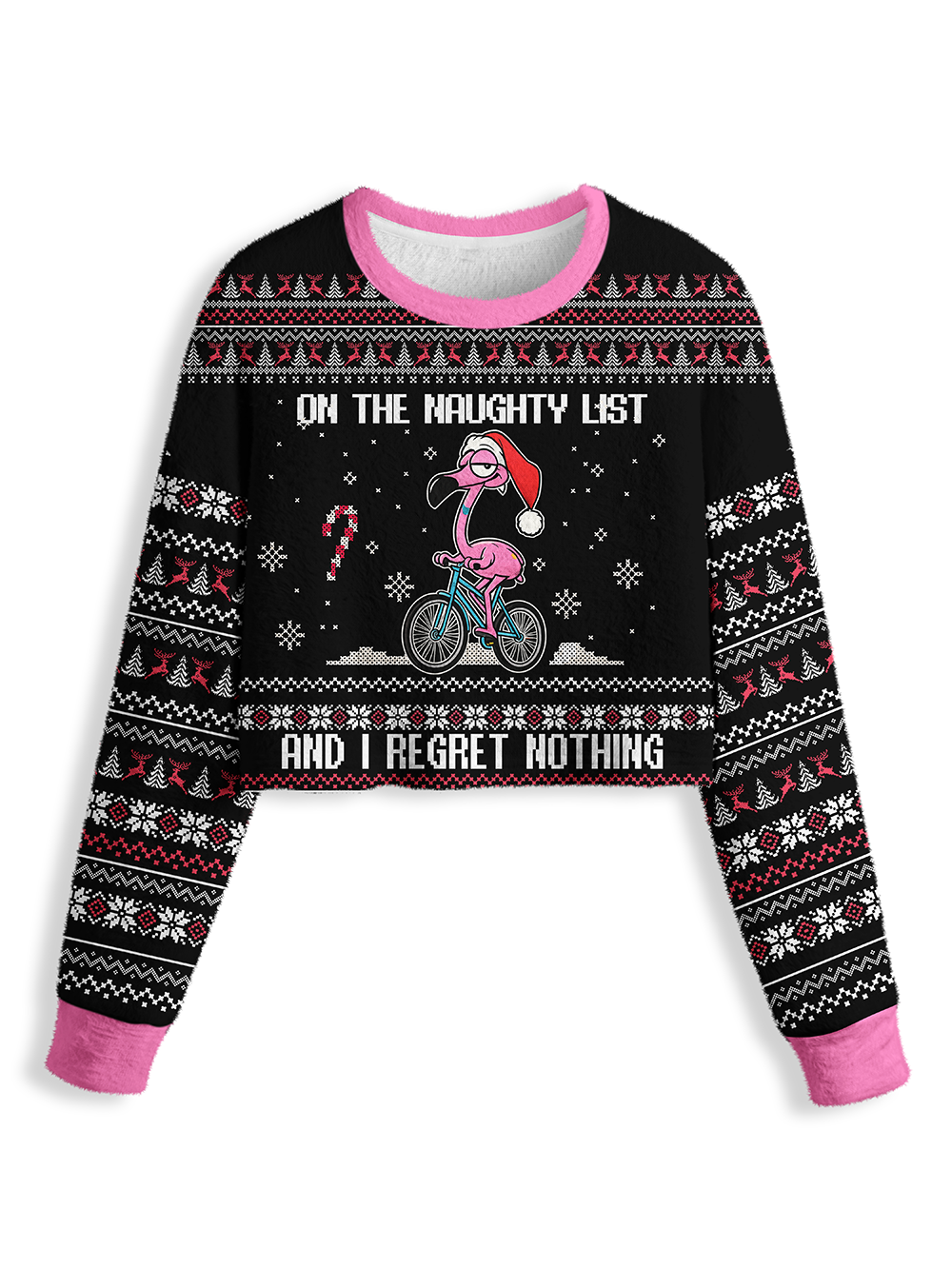 Orionride Flamingo Riding A Bicycle Women's Crop Sweaters