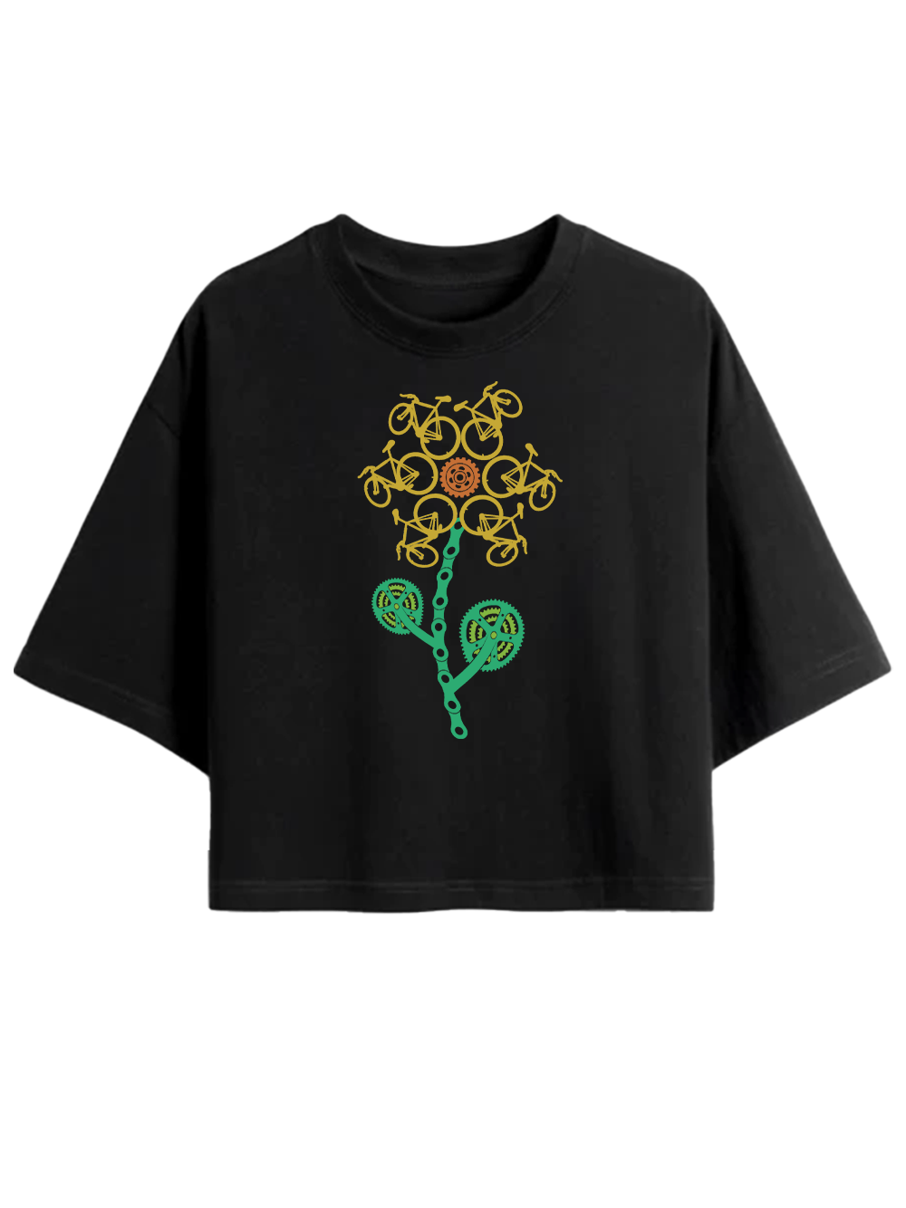 Orionride Sunflower Women's Oversize Cycling Crop Tops