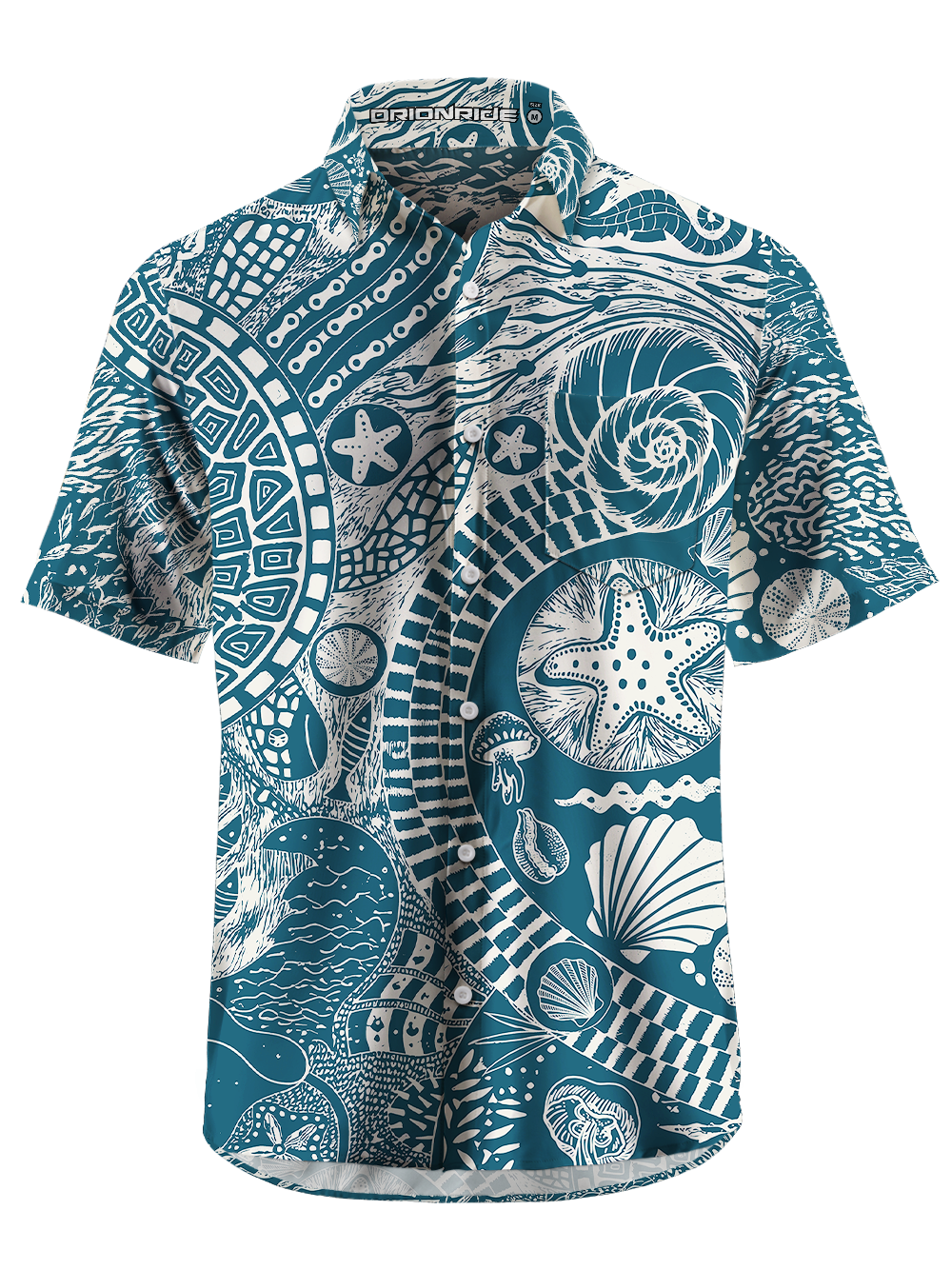 Orionride Starfish And Seashells Zipper Pockets Ultra Lightweight Short Sleeves Gravel Shirt