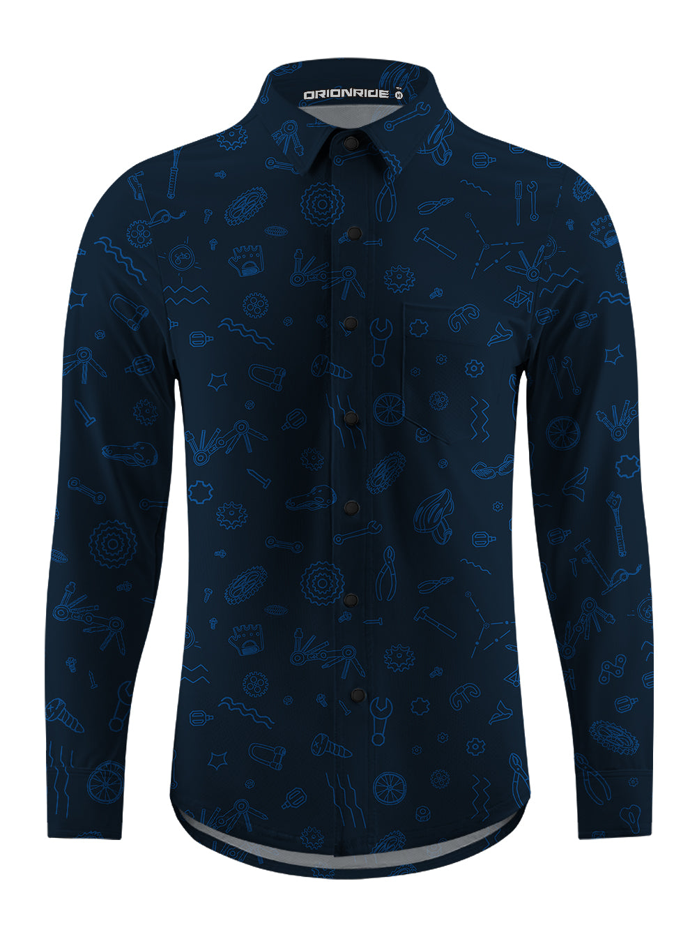 Orionride Scattered Parts Men's Stretchy Breathable Long Sleeve Gravel Shirt