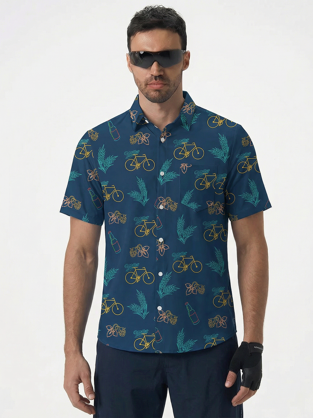 Orionride Short Sleeves Neon Bottle Zipper Pockets Ultra Lightweight Gravel Shirt