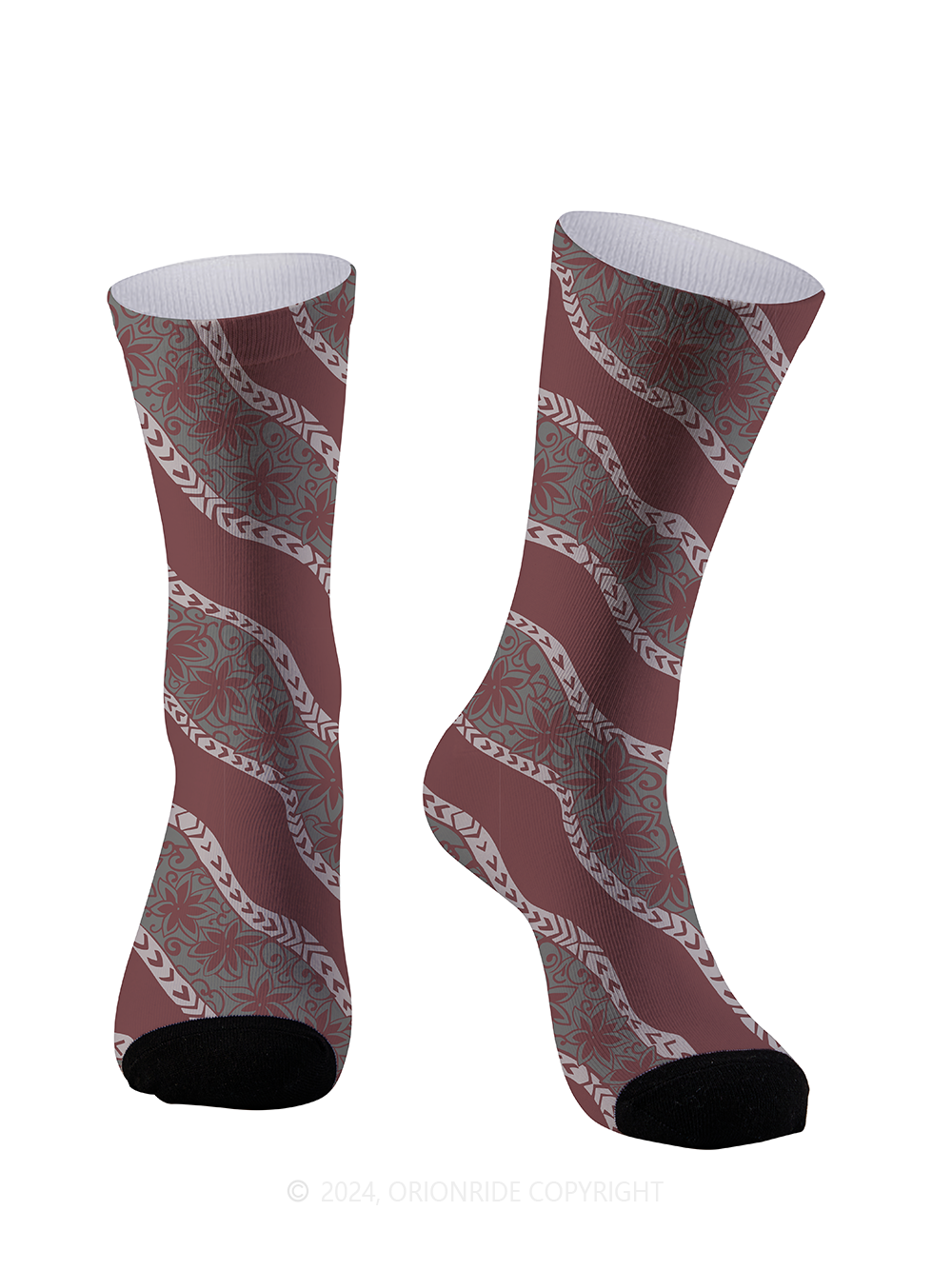 Orionride Retro Floral Stripes Cycling Socks