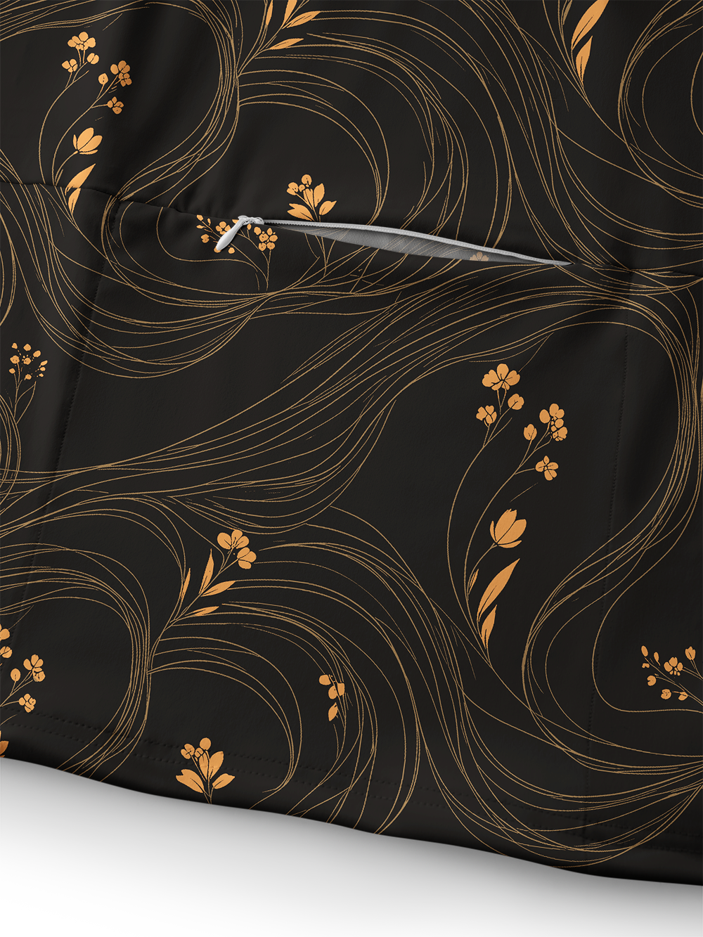 Orionride Gold-threaded Floral Long Sleeve Cycling Hoodie Shirt
