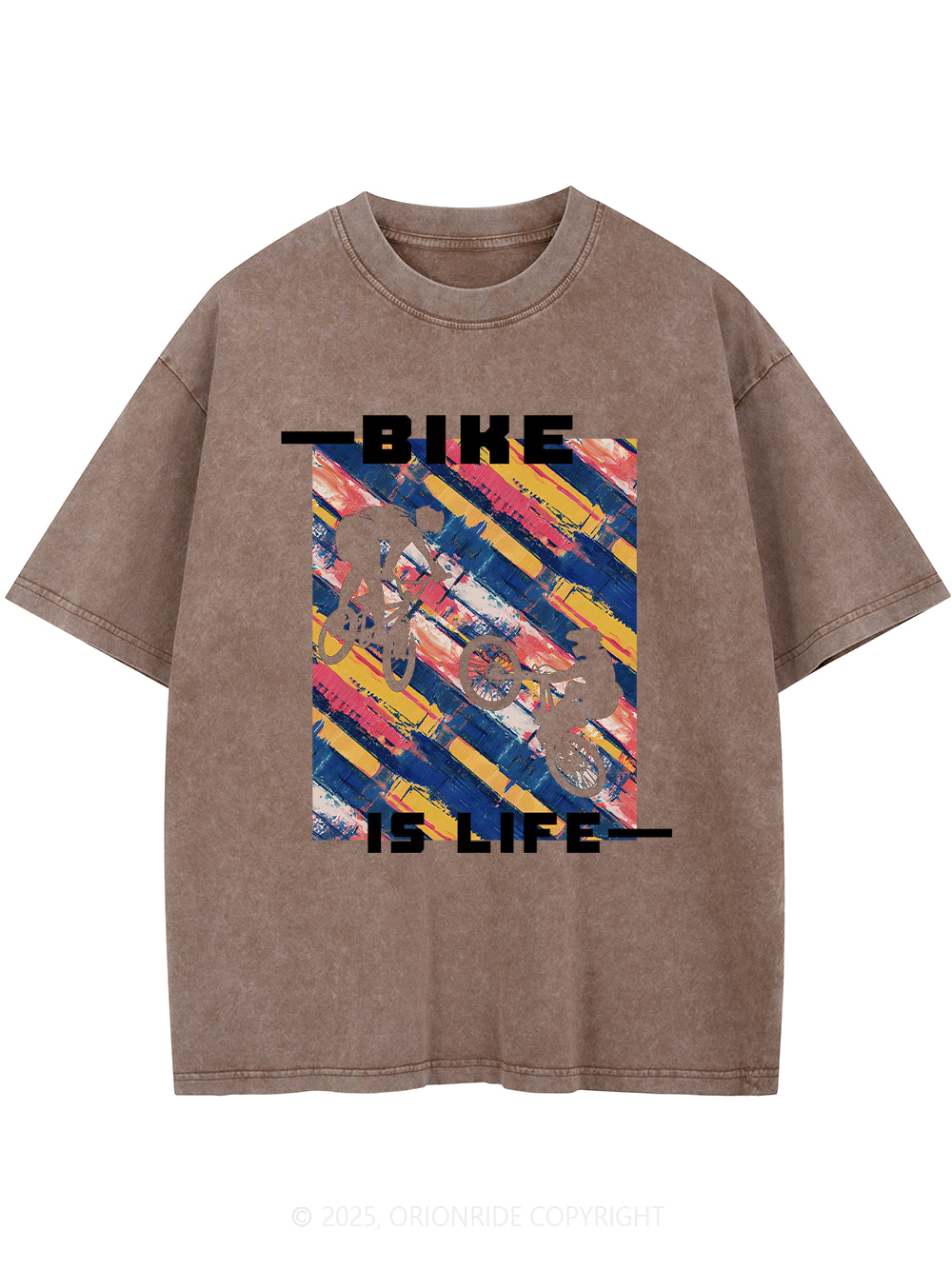 Orionride Bike Is Life Short Sleeves Bike Washed T-Shirt