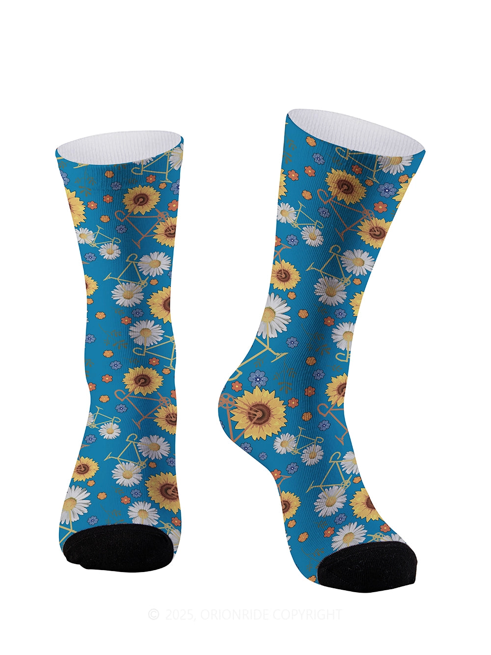 Orionride Sunflowers And Daisies Cycling Socks
