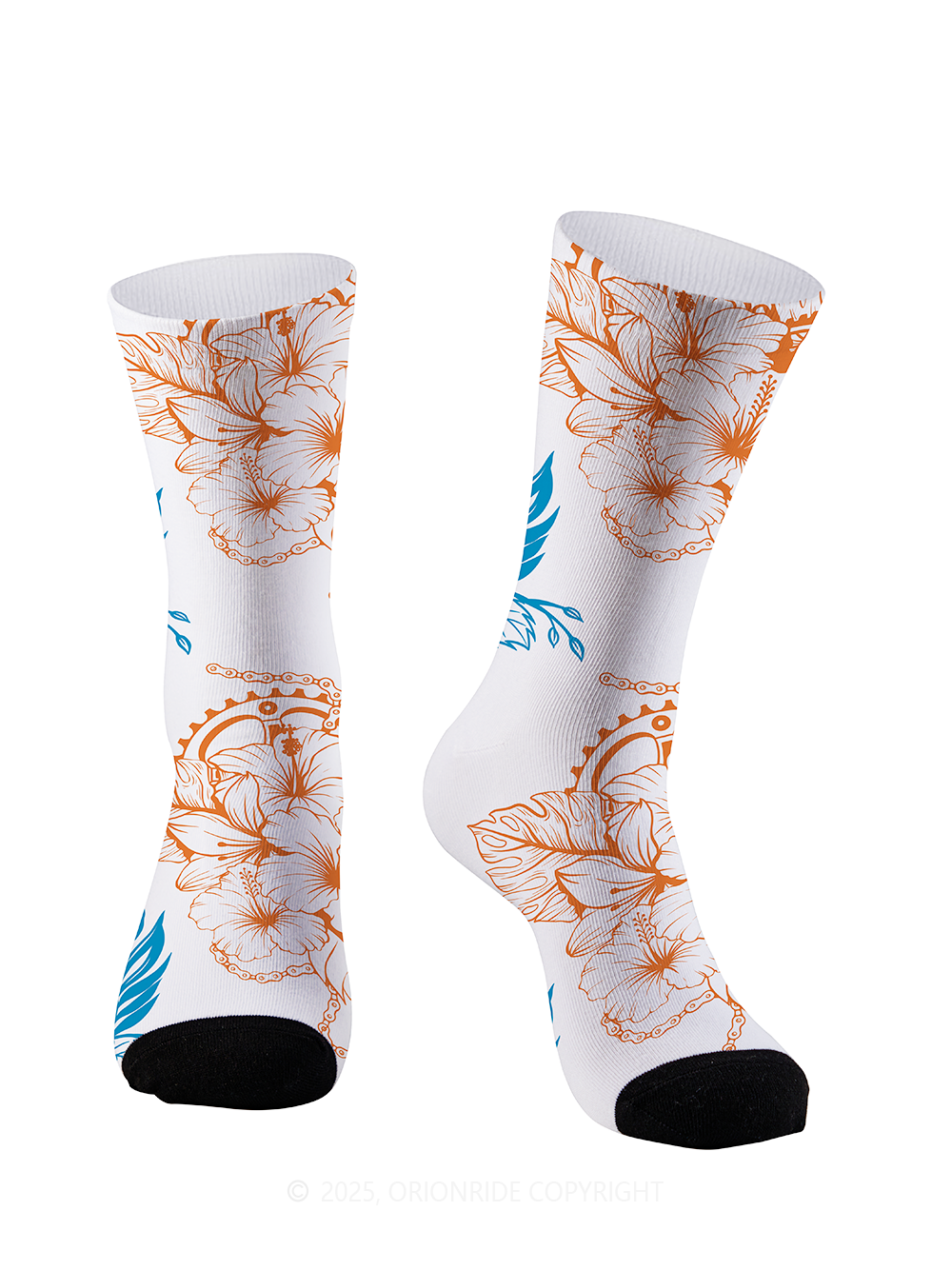 Orionride Bright Hibiscus Flowers Cycling Socks