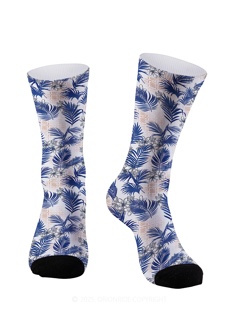 Orionride Blue Leaves Cycling Socks