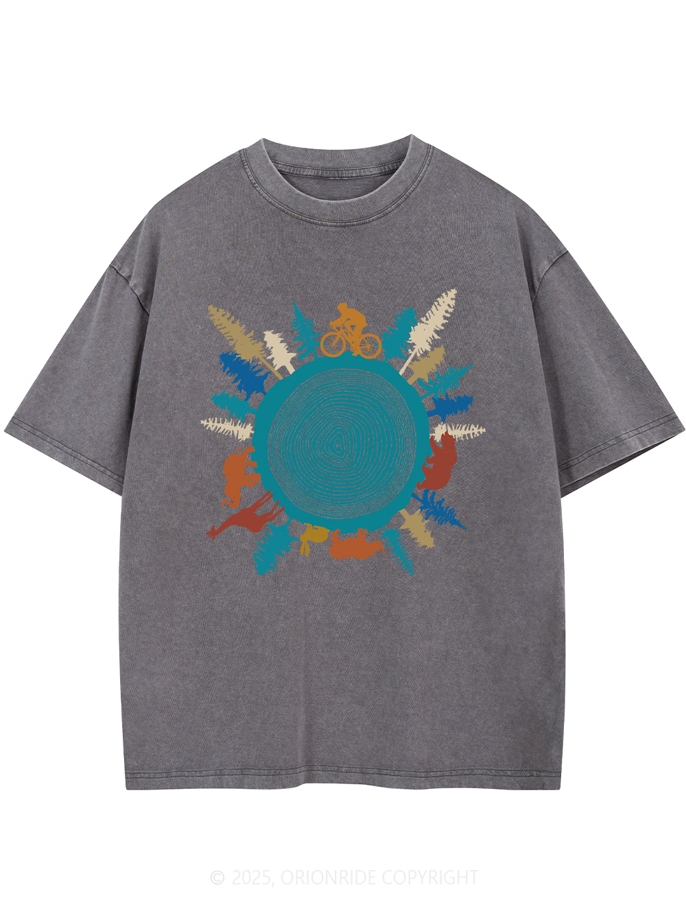 Orionride Forest Cycling Short Sleeves Bike Washed T-Shirt