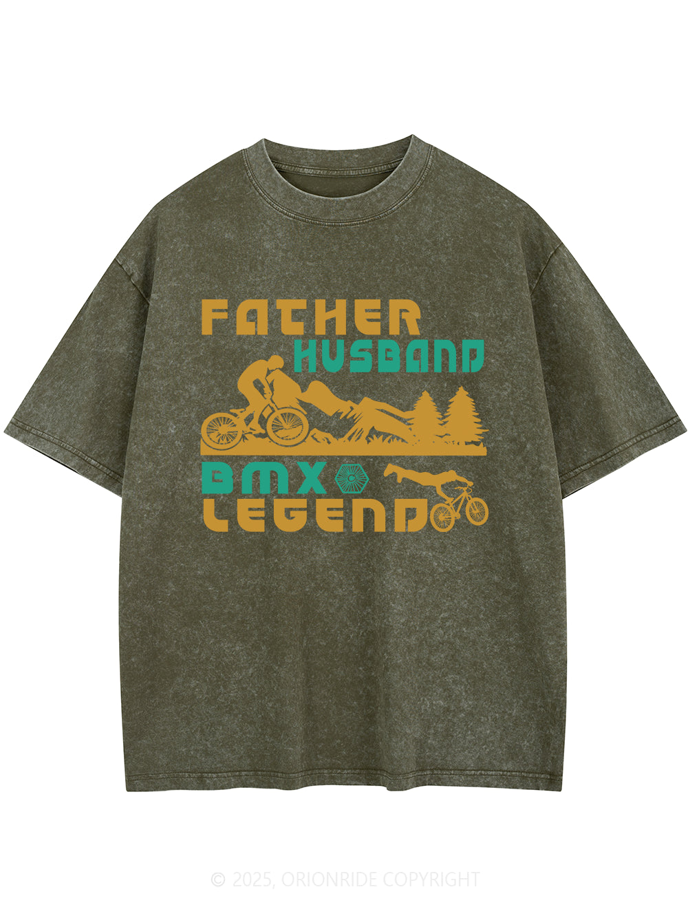 Orionride Father Role Short Sleeves Bike Washed T-Shirt