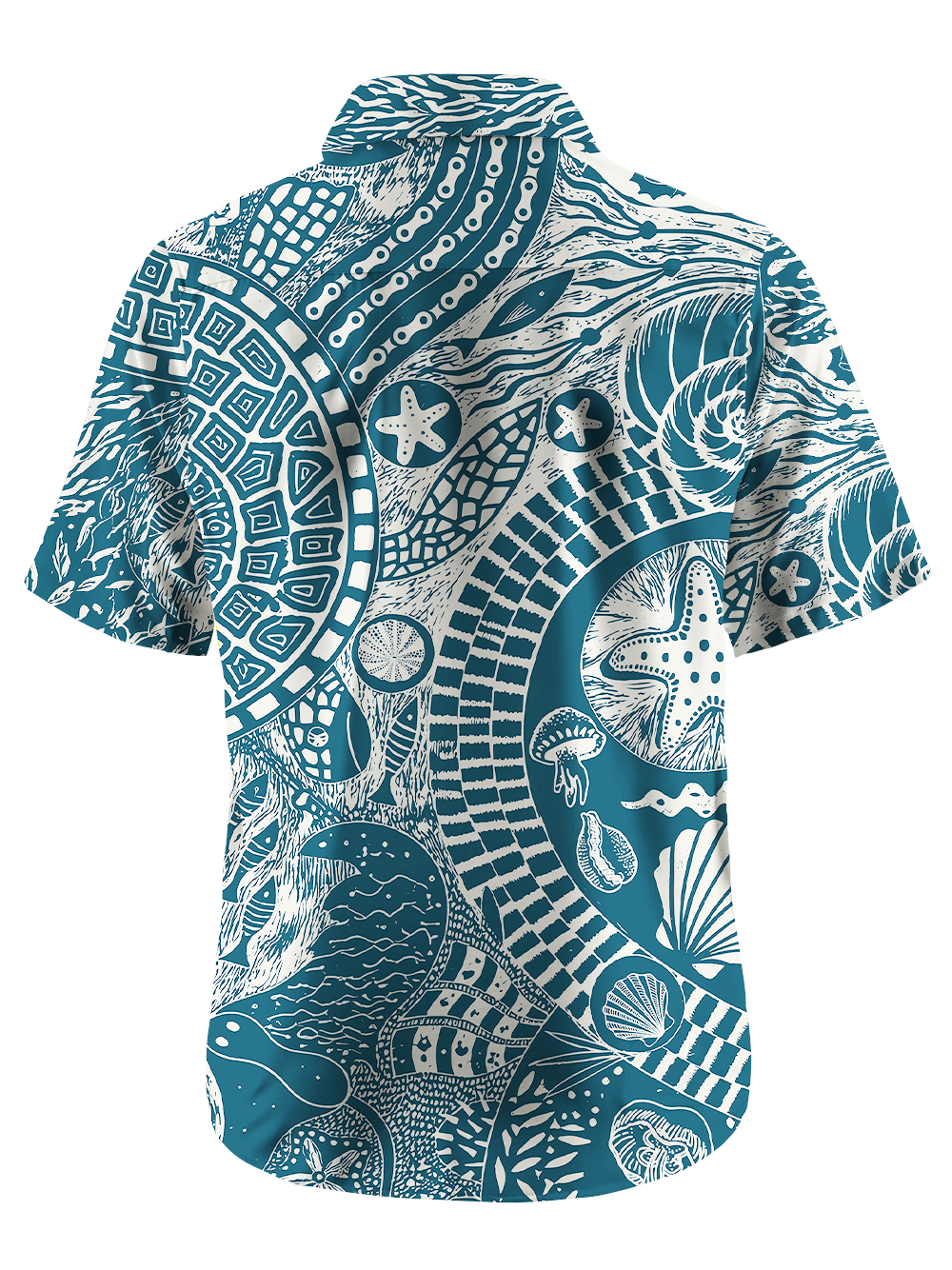 Orionride Starfish And Seashells Zipper Pockets Ultra Lightweight Short Sleeves Gravel Shirt