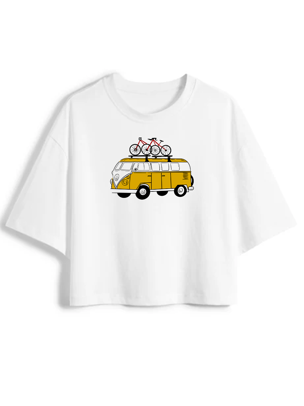 Orionride Yellow Bus Women's Oversize Cycling Crop Tops