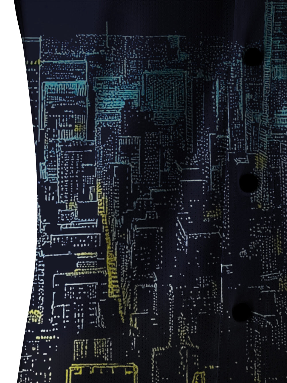 Orionride City Night View Men's Stretchy Breathable Long Sleeve Gravel Shirt