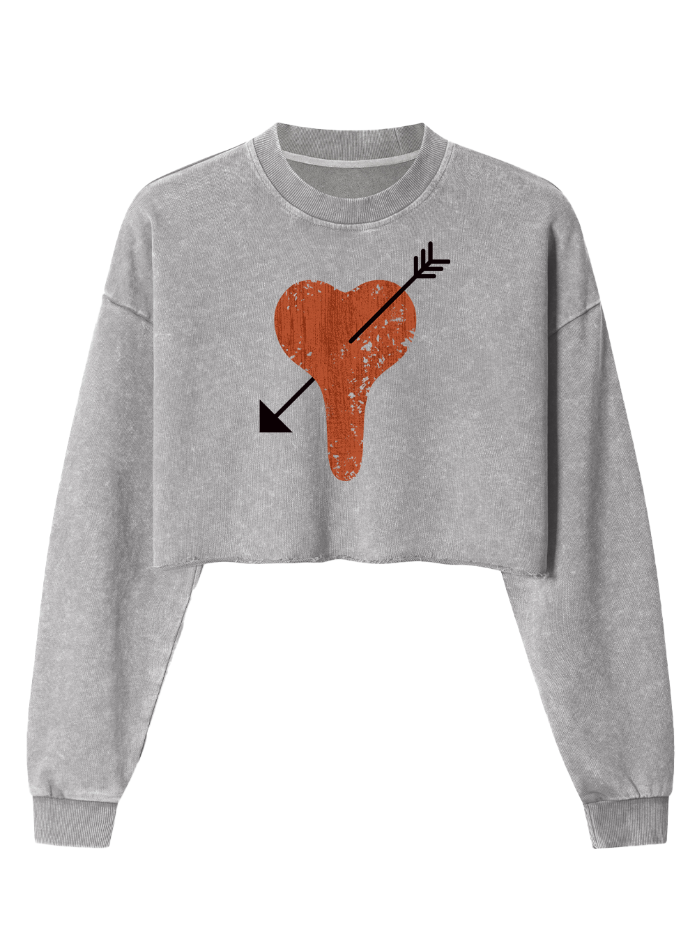 Orionride Heart-Shaped Seat Cushion Women's Washed Crop Sweatshirt