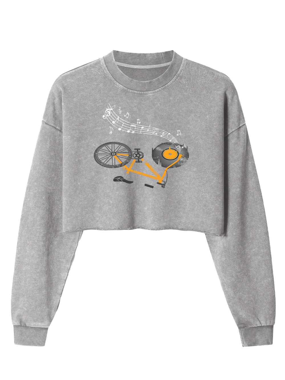 Orionride Record Bicycle Women's Washed Crop Sweatshirt