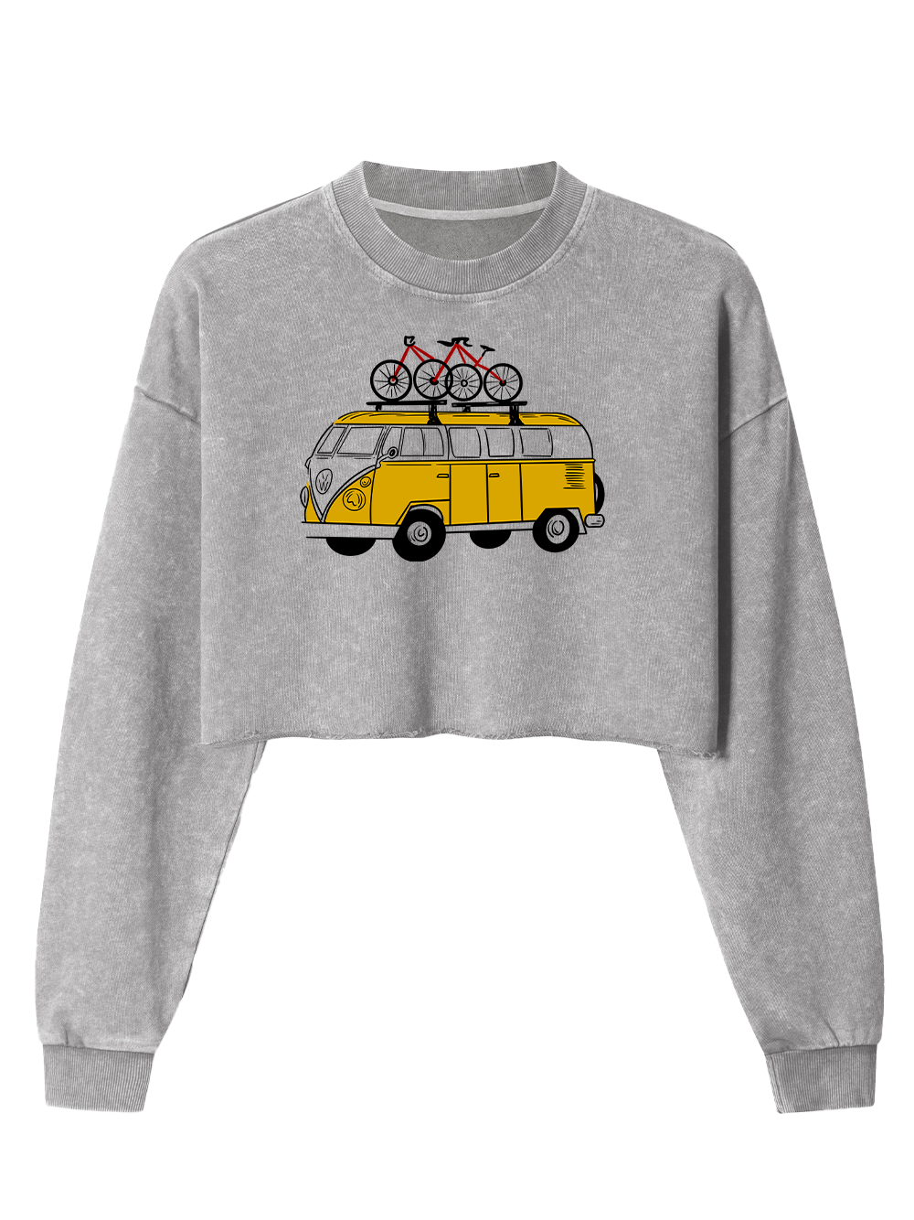 Orionride Yellow Bus Women's Washed Crop Sweatshirt