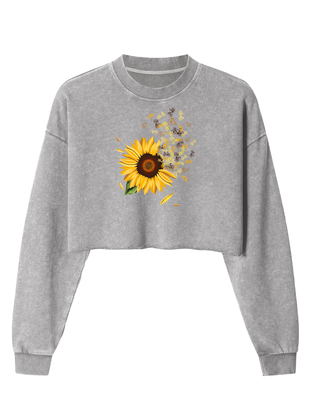 Orionride Blooming Sunflowers Women's Washed Crop Sweatshirt