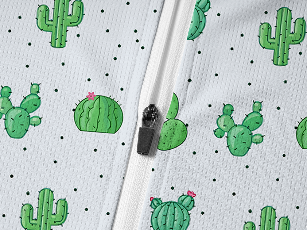 Orionride Cactus Print Long Sleeve Half Zipper Mountain Bike Jersey