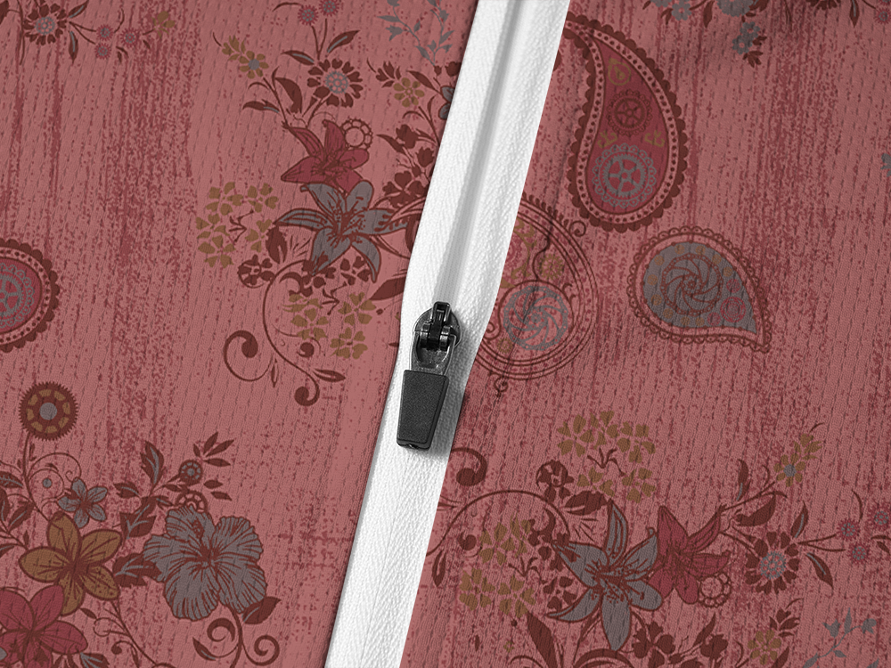 Orionride Red Cashew Flower Long Sleeve Half Zipper Mountain Bike Jersey