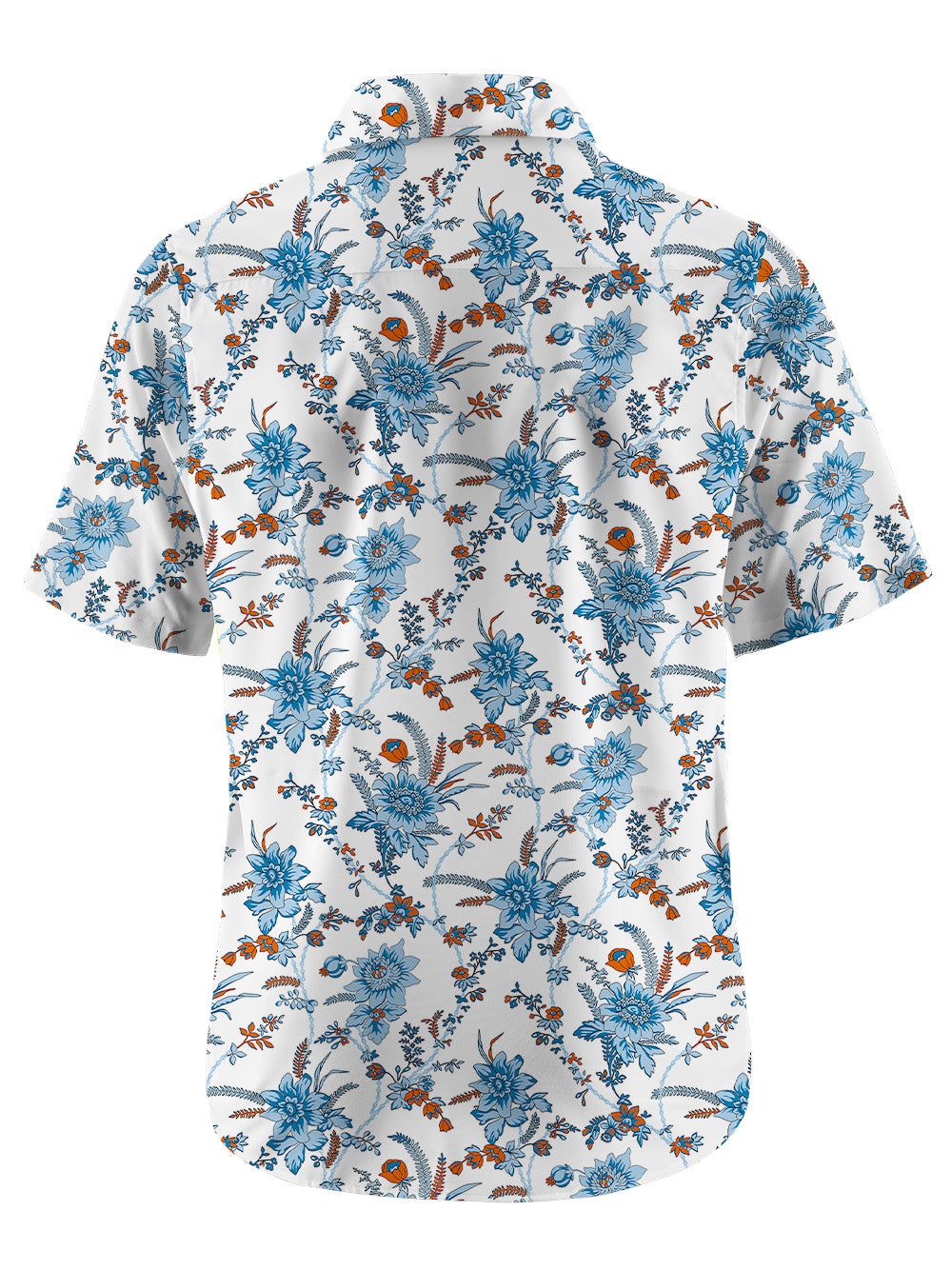 Orionride Blue Chain Flower Zipper Pockets Ultra Lightweight Short Sleeves Gravel Shirt