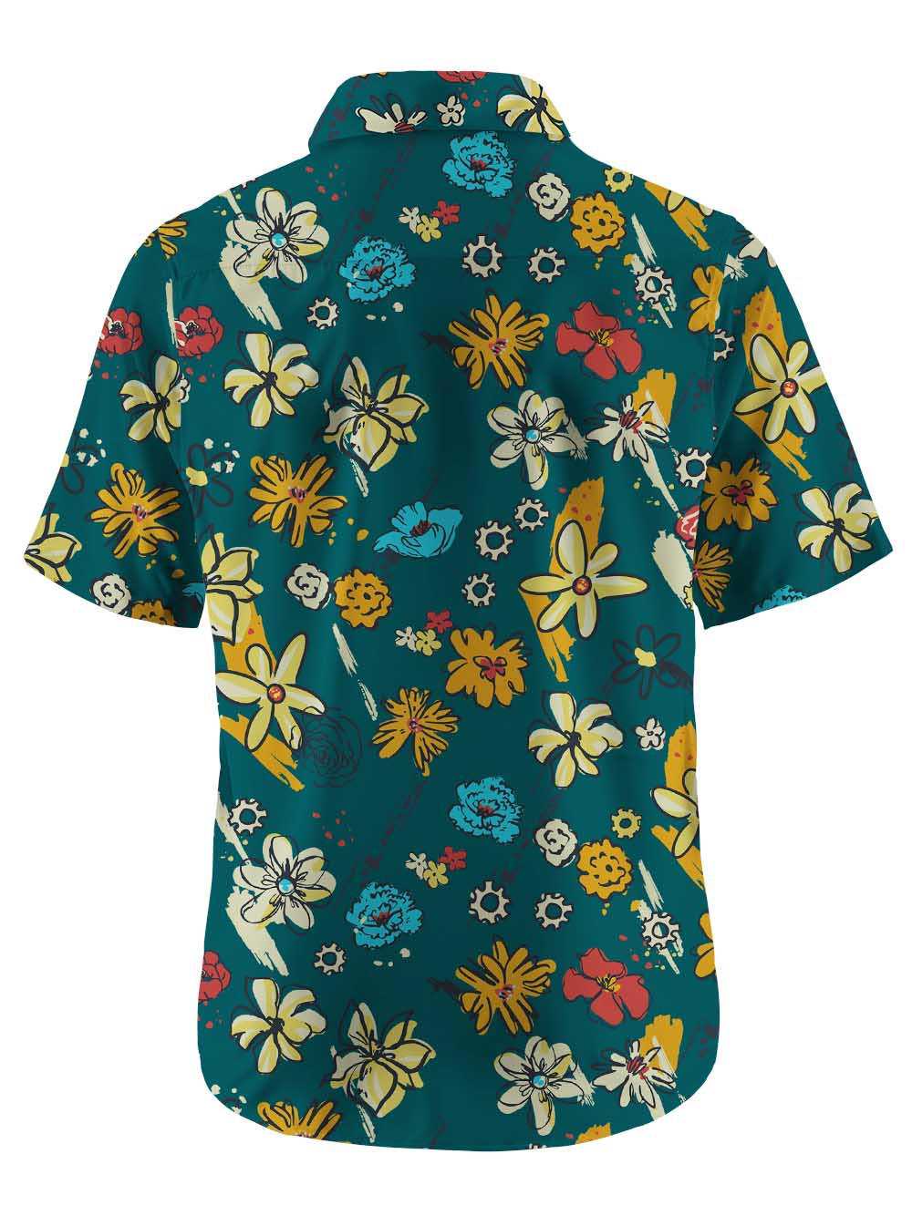 Orionride Graffiti Flowers Zipper Pockets Ultra Lightweight Short Sleeves Gravel Shirt