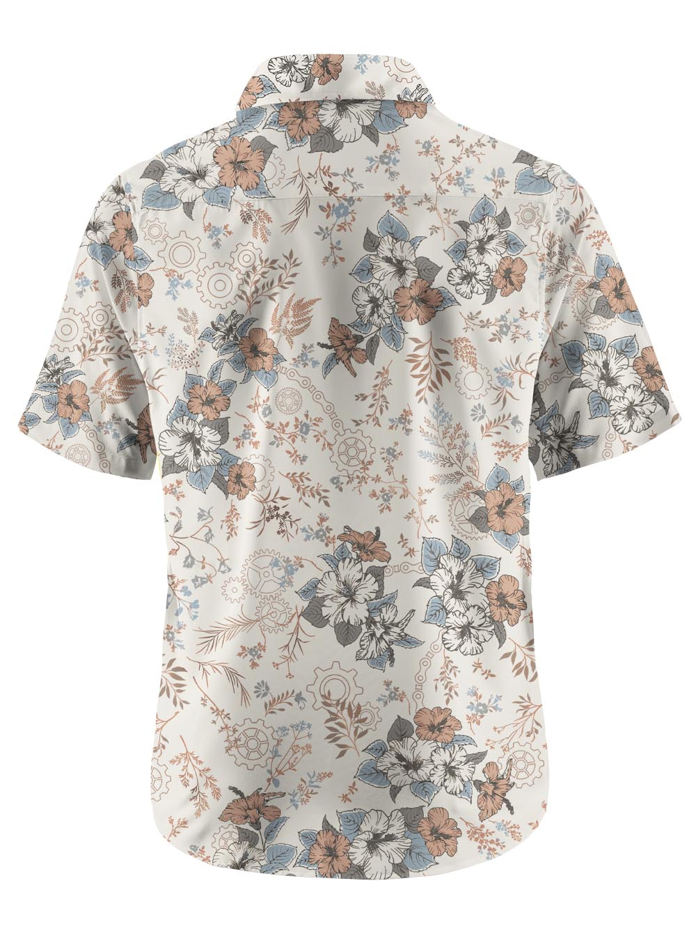 Orionride Hand-Painted Hibiscus Zipper Pockets Ultra Lightweight Short Sleeves Gravel Shirt